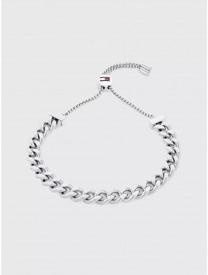 Tommy Hilfiger Adjustable Steel Chain Link Bracelet Jewelry Silver | 6403-KBSCR