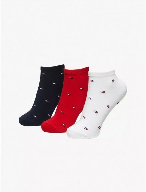 Tommy Hilfiger Ankle Sock 3-Pack Socks Apple Red/Multi | 6874-PYDFS