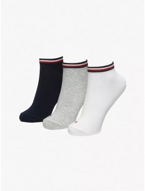 Tommy Hilfiger Ankle Sock 3-Pack Socks Grey Heather/Multi | 9253-KHSEC