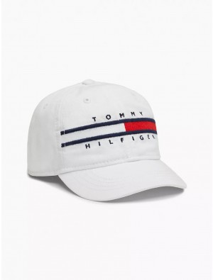 Tommy Hilfiger Babies' Flag Stripe Logo Baseball Cap Hats Bright White | 2356-UWZCQ