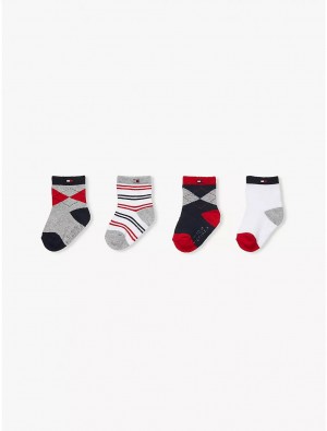 Tommy Hilfiger Babies' Sock 4-Pack Socks Classic White/La Jolla Red/Peacoat | 3945-EGDJT