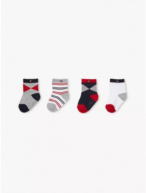 Tommy Hilfiger Babies' Sock 4-Pack Socks Classic White/La Jolla Red/Peacoat | 7601-NPAUR