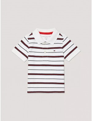 Tommy Hilfiger Babies' Stripe Polo Polos Fresh White | 4107-FQEPO