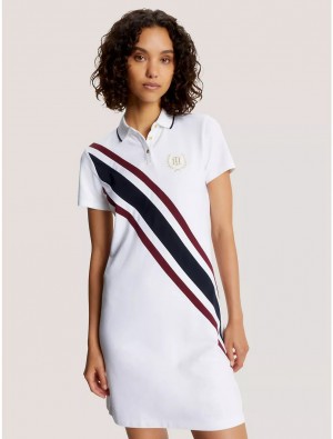 Tommy Hilfiger Banner Stripe Polo Dress Dresses & Skirts Optic White Combo | 0527-XJOAN