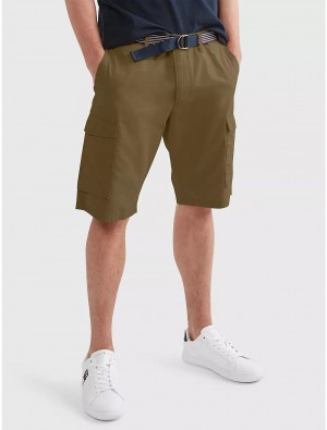 Tommy Hilfiger Belted Cargo Short Shorts Faded Military | 6829-EZYUQ