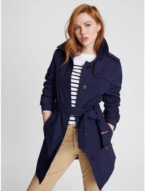 Tommy Hilfiger Belted Single Breasted Trench Jackets Desert Sky | 0916-IODVB