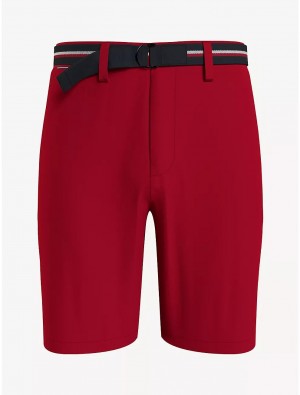 Tommy Hilfiger Belted Twill 9" Club Short Shorts Primary Red | 0259-PIKAE