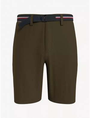 Tommy Hilfiger Belted Twill 9" Club Short Bottoms Faded Military | 5713-TFBLK