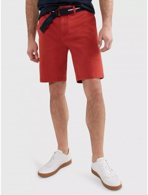 Tommy Hilfiger Belted Twill 9" Club Short Bottoms Cinnabar Red | 3162-FYBTC