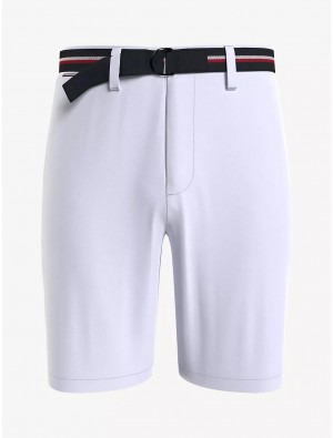 Tommy Hilfiger Belted Twill 9" Club Short Shorts Cool White | 6780-BUXIT