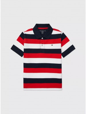 Tommy Hilfiger Big Kids' Block Stripe Polo Polos Desert Sky | 8076-PGAIY