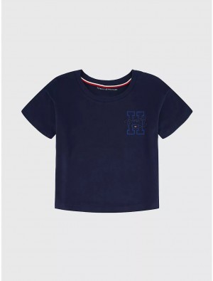 Tommy Hilfiger Big Kids' H Logo T-Shirt T-Shirts Navy Blazer | 4079-IZMKN