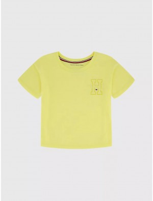 Tommy Hilfiger Big Kids' H Logo T-Shirt T-Shirts Lemonade | 2384-BPGVU