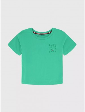 Tommy Hilfiger Big Kids' H Logo T-Shirt T-Shirts Winter Green | 2698-QMGVD