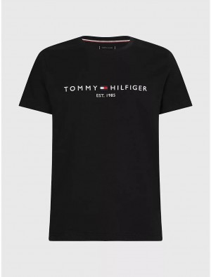 Tommy Hilfiger Big and Tall Hilfiger Logo T-Shirt Big & Tall Black | 3729-MEPCT