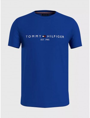 Tommy Hilfiger Big and Tall Hilfiger Logo T-Shirt Big & Tall Ultra Blue | 8367-UYCEB