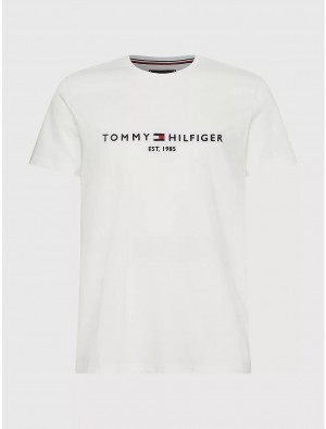 Tommy Hilfiger Big and Tall Hilfiger Logo T-Shirt Big & Tall White | 7659-SZYFV