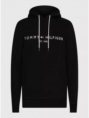 Tommy Hilfiger Big and Tall Tommy Logo Hoodie Big & Tall Black | 8201-PUOSB