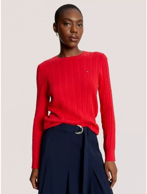 Tommy Hilfiger Cable Knit Sweater Sweaters Primary Red | 5183-NTSIY