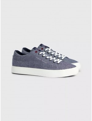Tommy Hilfiger Chambray Low-Cut Sneaker Shoes Desert Sky | 8472-YEWTX