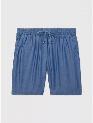 Tommy Hilfiger Chambray Pull-On Short Bottoms Medium Wash Chambray | 6379-WVNUP