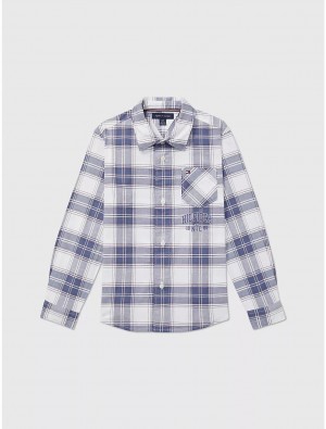 Tommy Hilfiger Check Oxford Shirt Tops Balanced Blue Multi | 7853-LGCOZ