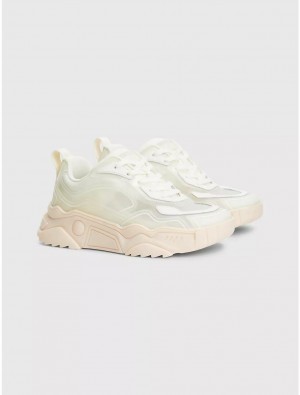 Tommy Hilfiger Chunk Sole Translucent Sneaker Shoes Ivory | 1750-YULGT