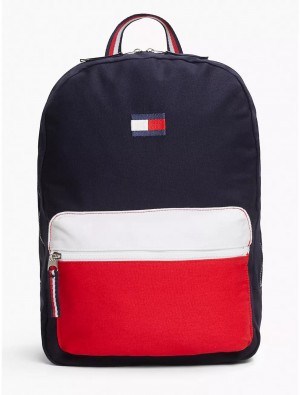 Tommy Hilfiger Colorblock Backpack Bags Navy/White/Red | 7189-PGRLT