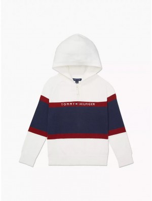 Tommy Hilfiger Colorblock Hooded Sweater Tops Milky Way | 4369-HSBKI