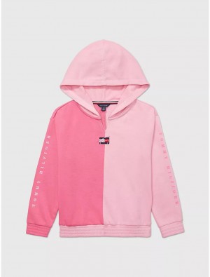 Tommy Hilfiger Colorblock Hoodie Tops Popular Pink | 0685-BQMAR