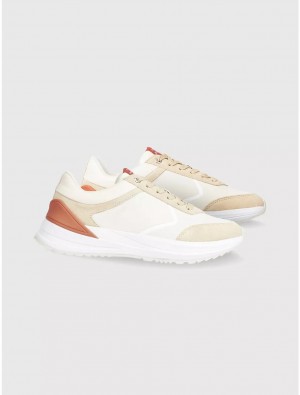 Tommy Hilfiger Colorblock Leather Sneaker Shoes Sugarcane | 8674-ENWAD