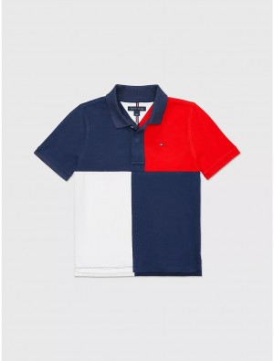 Tommy Hilfiger Colorblock Polo Tops Blush Red | 9376-KGWTN