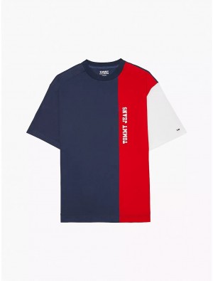 Tommy Hilfiger Colorblock T-Shirt Tops Cobalt Sapphire Multi | 0793-SAIUW