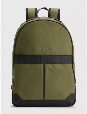 Tommy Hilfiger Commuter Nylon Backpack Bags Mentor Green | 6084-OLMGU