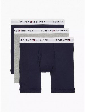 Tommy Hilfiger Cotton Classics Boxer Brief 3-Pack Underwear Dark Navy/Grey | 5721-SUPVX