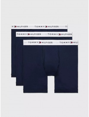 Tommy Hilfiger Cotton Classics Boxer Brief 3-Pack Underwear Navy | 7358-VAZDQ