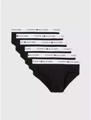 Tommy Hilfiger Cotton Classics Brief 6-Pack Underwear Black | 8153-DCOMT