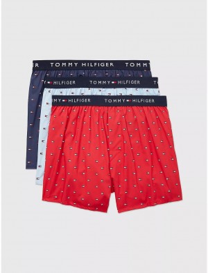 Tommy Hilfiger Cotton Classics Slim Fit Woven Boxer 3-Pack Underwear Medium Red | 9120-QKAOE