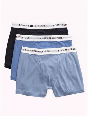 Tommy Hilfiger Cotton Classics Trunk 3-Pack Underwear Soft Blue | 6175-DLBOC