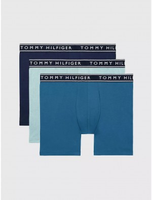 Tommy Hilfiger Cotton Stretch Boxer Brief 3-Pack Underwear Blue Mist | 1784-QWKLP