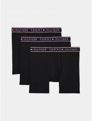 Tommy Hilfiger Cotton Stretch Boxer Brief 3-Pack Underwear Black | 6849-PTCLI