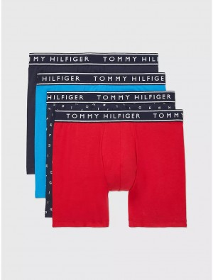 Tommy Hilfiger Cotton Stretch Boxer Brief 4-Pack Underwear Cadet Blue | 3402-QKEAS