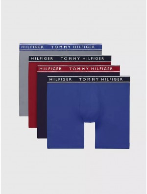 Tommy Hilfiger Cotton Stretch Boxer Brief 4-Pack Underwear Multi Blue | 3769-HLTOC