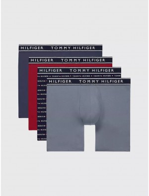 Tommy Hilfiger Cotton Stretch Boxer Brief 4-Pack Underwear Atlantic | 3628-KEXQP