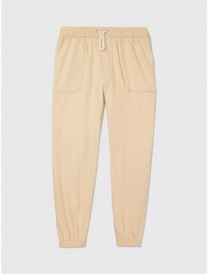 Tommy Hilfiger Cotton and Linen Drawstring Pant Bottoms Beige | 3016-JXQDV