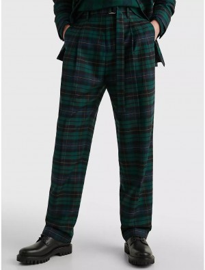 Tommy Hilfiger Crest Black Watch Tartan Relaxed Trousers Pants & Shorts Blackwatch | 8652-WZIEV