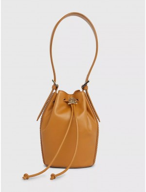 Tommy Hilfiger Crest Leather Bucket Bag Bags Tan | 3150-MIHEU