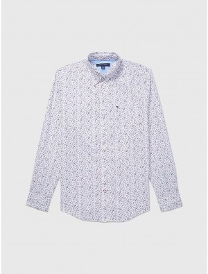 Tommy Hilfiger Custom Fit Floral Shirt Tops Bright White | 2698-OMDTN