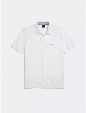 Tommy Hilfiger Custom Fit Polo Tops Bright White | 8079-CBVNR