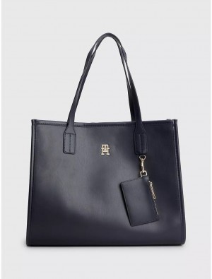 Tommy Hilfiger Emblem Tote Bags Space Blue | 5170-BUTYF
